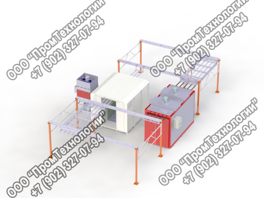 Кольцевая линия порошковой покраски металла с обитаемой камерой напыления + ФВУ  Пермь